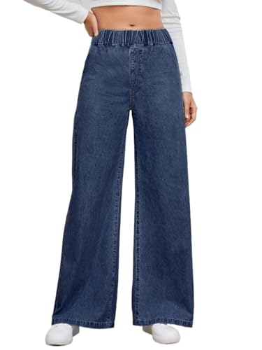 jeans for women trendy Elastic Waist Wide Leg Jeans