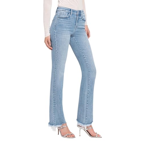 Flying Monkey High Rise Mini Bootcut Jeans Light Blue4