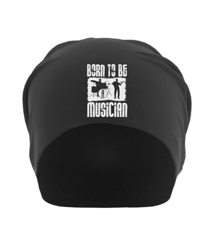 Bonnet pour batteur Born to Be A Musician en maille de coton fin noir