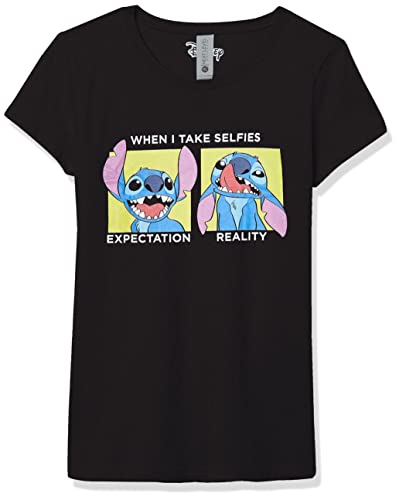 Disney Little, Big Lilo Stitch Selfie Girls Short Sleeve Tee Shirt