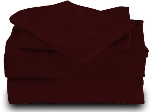 Image of BEVI - Home Premium Solid Plain Single Bedsheet with 1 Pillow Cover 300 TC Microfiber for Single Bed | Size (60 inch x 90 inch) Wine
