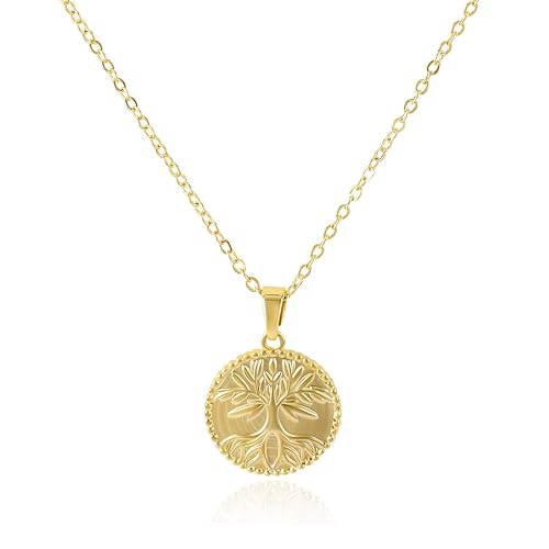 Chicgrowth Gold Tree of Life Pendant Necklace for Women 14K Gold Plated Family Tree Coin Necklace...