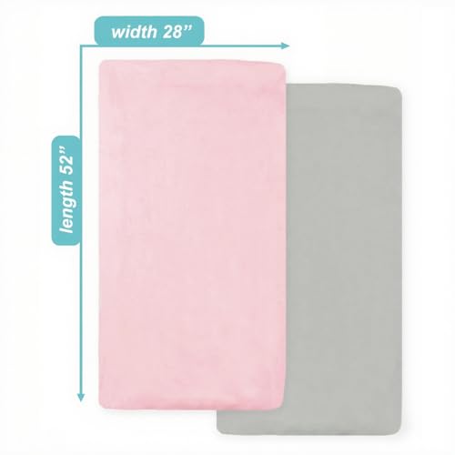 Image of American Baby Company 2 Pack Fitted Crib Sheets 52x28, Gray /Pink