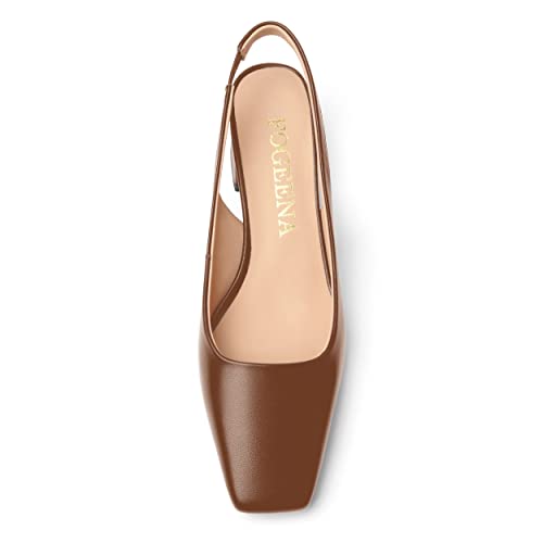 FOGEENA Womens Matte Square Toe Sexy Bridal Slip On Solid Chunky Leather Low Heel Pumps Shoes 2 Inch3