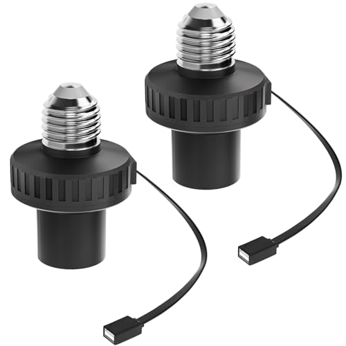 UYODM 2 Pack Lamp Socket Power Adapter for Wyze Cam v3/v4/v3 Pro/OG Wyze Cam Pan v3 E26 Socket USB Adapter 5V 2A for Security Camera LED Strips and Easy to Install(Black)