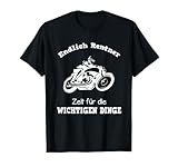 Endlich Rentner Spruch T-Shirt Motorrad Biker T-Shirt