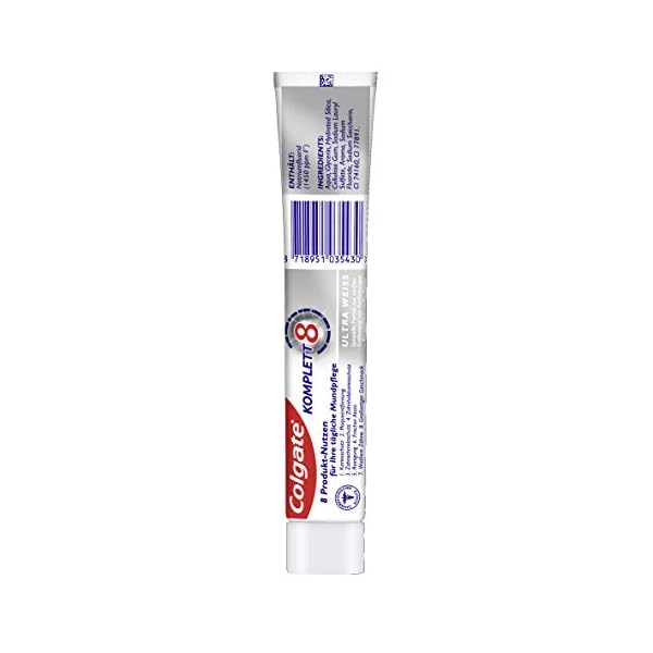 Colgate Zahnpasta Komplett Ultra Weiß, 12er Pack (12 x 75 ml) - Zahncreme für natürlich weiße Zähne, Komplettschutz für… – Bild 3