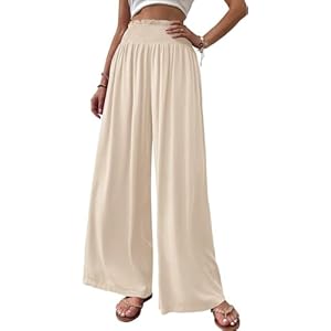 Cicy Bell Damen Hosen Gerade Locker Elastische Weite Beinhose Taille Palazzo Hose Mit Taschen