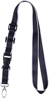 Wisdompro Office Lanyard, Adjustable Length, Polyester Neck Strap with Oval Clasp & Detachable Buckle for ID, Name Tag, Company Badge Holder, and Keys - Black/Powder Blue