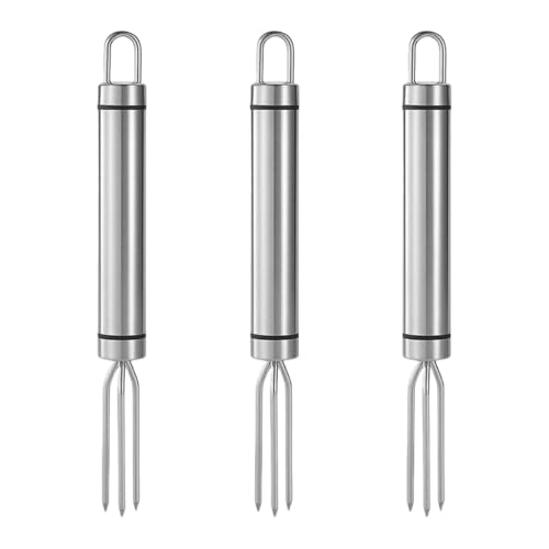 Juego de 3 soportes reutilizables para maíz de acero inoxidable para camping y pícnics para cocinar en casa, tenedor de patatas