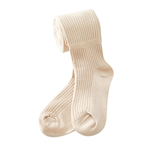 Toddler Kids Girls Cotton Tights Footed Cable Knit Pantyhose Baby Warm Stretchy Leggings Basic Solid (Beige, 2-4 Years)