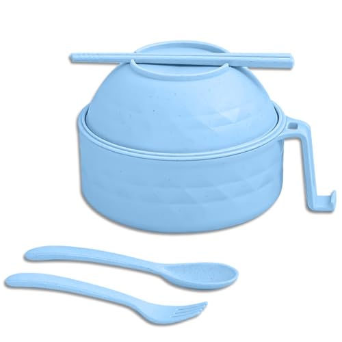 Comparison: How To Make The Best Microwave Ramen 11 Microwave Ramen Bowl,6-Piece Set Ramen Bowl Set,Ramen Noodle Cooker with Lid and Handle,Ramen Noodles Bowl, Ramen Cooker Microwave,Comes with Spoon And Fork For Home Office Dorm Room College (Blue)