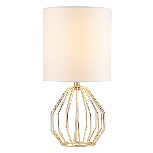COTULIN Table Lamp,Gold Lamps for Bedroom Nightstand,Modern Hollowed Out Base Small Table Lamp with White Fabric Shade for Living Room,Small Desk Lamp