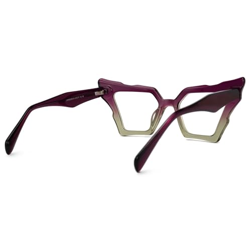 Image of Zeelool Vintage Cat Eye Blue Light Blocking Glasses for Women Jeralys ZJGA555269-04 Purple-Green