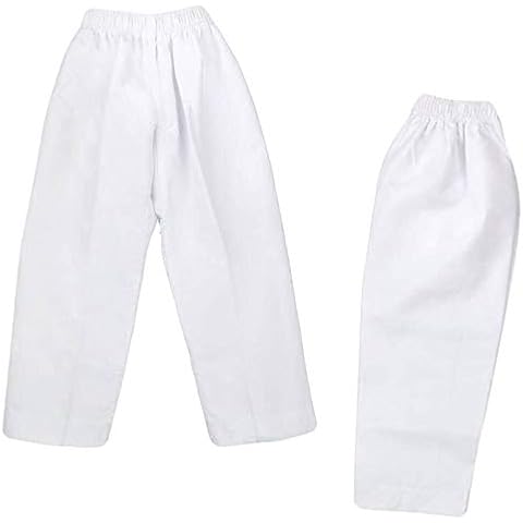 NAMAZU Lightweight Martial Arts Pants - 7oz Poly-Cotton Elastic Waist for Training White Cover