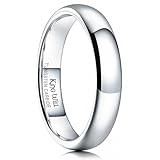 King Will 4mm Classic Polished Comfort Fit Domed Tungsten Metal Ring Wedding Band(8)