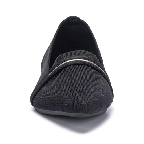 Image of Frank Mully Women's Casual Loafer Flats Slip On Loafer Shoes Comfortable Knit Flat Shoes Classics Pointy Toe Loafer Flats,for Work,Travel