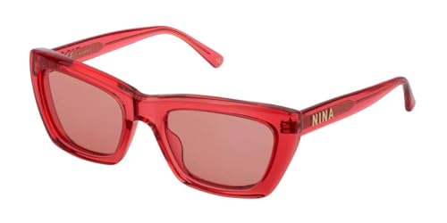 Nina Ricci Snr251 Gafas de Sol, Shiny Transparent Red 09we, 54 Chaqueta-91,44 cm Talla Unisex Adulto