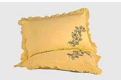 Wonder Decor Embroidered Cotton Pillow Cover Switzerland Cotton (Not Pillow) for Home/Hotel/Guest House (Set of 2, Beige)