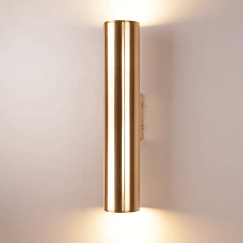 Apliques de pared de metal dorado cilíndricos con tecnología LED de diseño interiorista 2