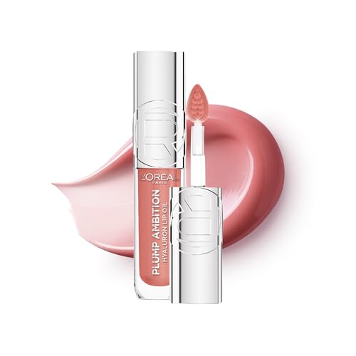 L'Oreal Paris Lip Gloss, Plump Ambition Lip Oil with Hyaluronic Acid & Tripeptides, Smoother & Plumper Lip Appearance, Glass-Like Finish, Shade 601 Worth It, 5ml