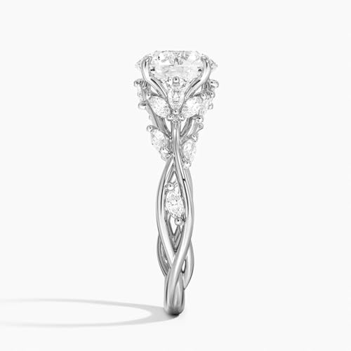 2 CT Round Cut Secret Garden Moissanite Wedding Anniversary Ring, 10k 14k 18k White Gold & 925 Sterling Silver Nature Inspired Moissanite Engagement Ring Memorial Gift for Her3