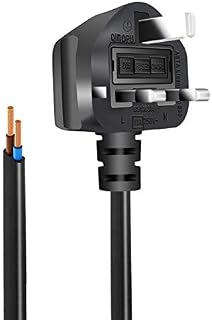 EXTRASTAR 13A Fused Power Cable, Unterminated Bare Raw Ends Mains Power Lead, 1.5 Metre UK Plug Power Cord - Black
