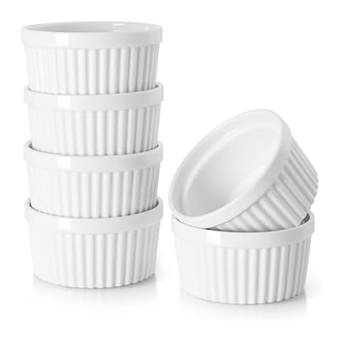 Elegant White Porcelain Ramekins Set of 6 Cover