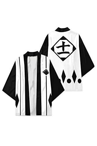 Enhopty Unisex 13th Division Zaraki Kenpachi Kimono Coat Cape Jacket Halloween Carnival Cloak Cosplay Costume Green XL