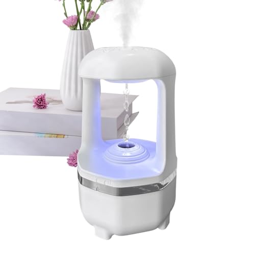 Umidificatore A Riflusso Con Design A Goccia D'acqua - Diffusore Di Aromi A Fresca Ad Ultrasuoni | Funzione Di Luce LED, Effetto Cascata Tranquilla, Ideale Per Casa E Ufficio, Purificazione