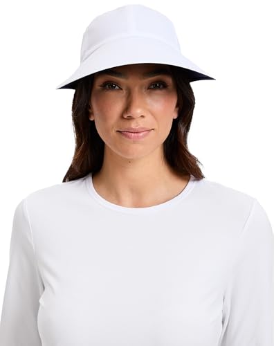 Solbari Casquette réversible à bord ultra large UPF50, Blanc/Bleu marine, M/L