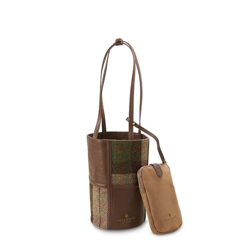 Bolso Tote Isla Harris Tweed Cuero Genuino Bolsillo Interno miniatura 1