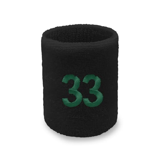 COUVER Basketball Terry Wristband, Black Forest Number 33, 4 Inch, 1 PC
