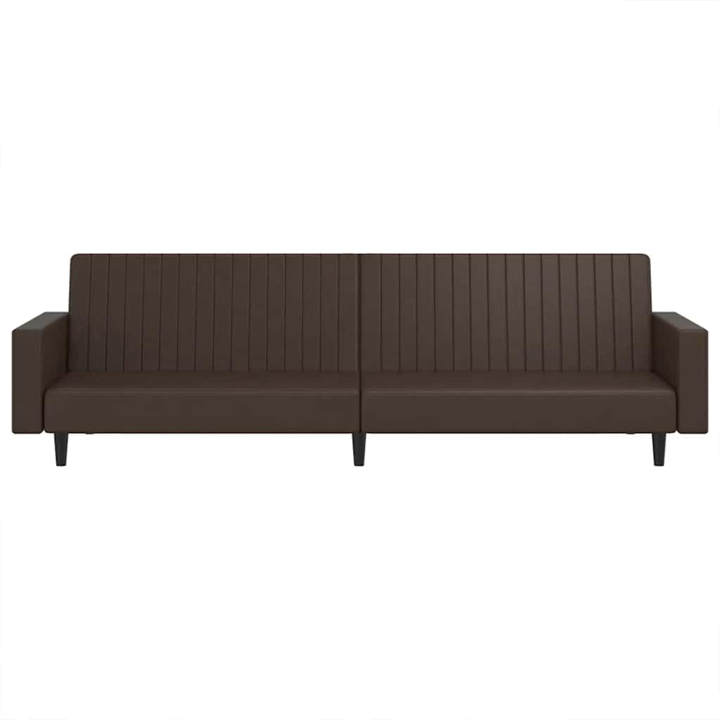Sofá cama de 2 plazas marrón de piel sintética con espacio de almacenamiento, 220 x 84,5 x 69 cm, cómodo sofá esquinero con respaldo, ideal para salón, habitación de invitados, habitaciones