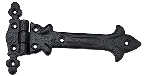 Image of Adonai Hardware Adonijah Antique Cast Iron Strap T Hinge (6 inch X 4 Pack, Matte Black) for Barn Doors, Gates, Kitchen Cabinets, Sheds, Wooden Box, Furniture, Cedar Chest and Trunks