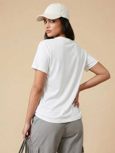 Image of NOBERO 100% Cotton T-Shirts for Women Stylish | Regular Fit | Graphic Printed T Shirts for Women 180 GSM Combed Cotton | Crew Neck Half Sleeve