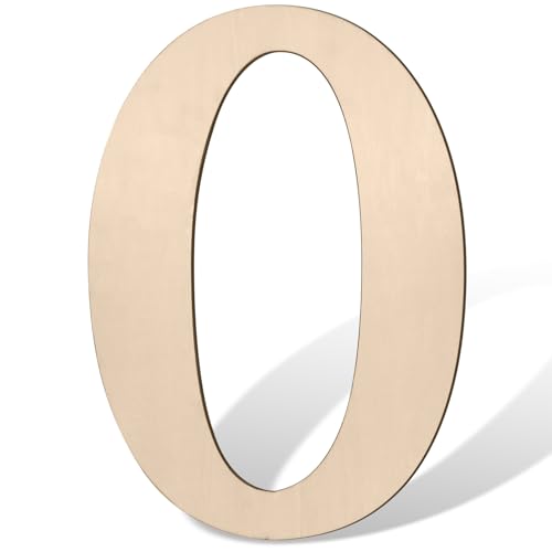 17 inch Large Wooden Numbers for Party Decor, Big Wood Number 0 for Wall Decor, Unfinished Blank Giant Wooden House Numbers, Wood Signs for Crafts, Birthday, Rustic Wedding, Christmas, Baby Shower