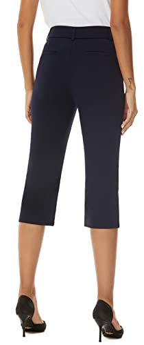 Women's Barely Bootcut Capri Pants Stretchy Capri Dress Pants with Pockets2