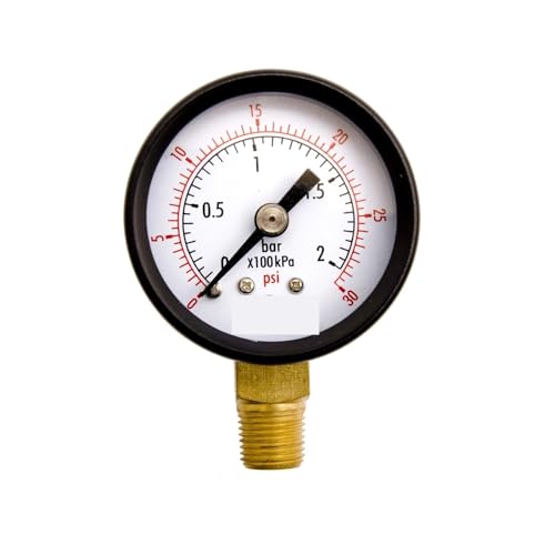 Manomètre de pression 0-30 PSI anti-fuite en acier noir raccord inférieur 1/8 NPT