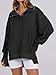ANRABESS Women's Sweatshirts Oversized Casual Loose Button Up Henley Pullover Top High Low Split 2025 Fall Fashion Outfits Black X-Large