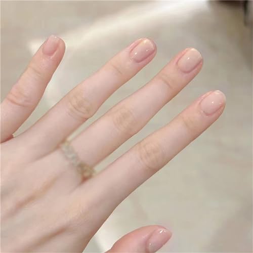 Uñas postizas de color nude brillante, cuadradas, cortas, blancas, a presión, decoración de uñas para mujeres y niñas, manicura, 24 unidades