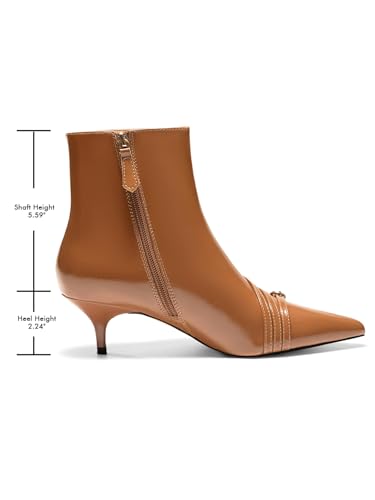 Coutgo Womens Buckle Strap Ankle Booties Kitten Low Heel Pointed Toe Y2K Boots Side Zipper Fall Shoes3