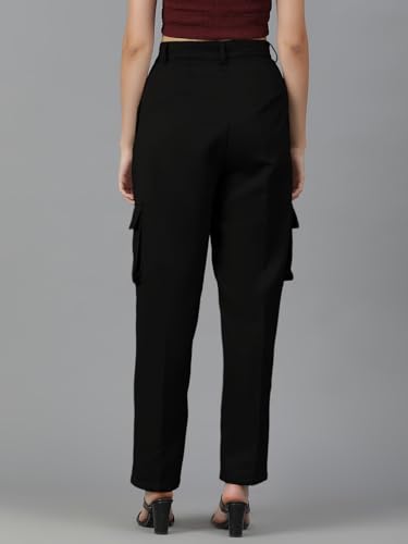 Image of KOTTY Women's High Rise Cotton Blend Relaxed Fit CargoTrousers