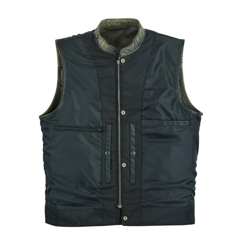 Chaleco de cuero para motorista marrón envejecido estilo SOA Leatherick con botones 3