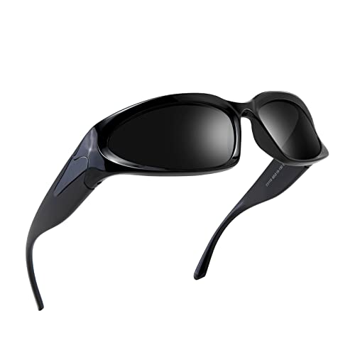 Y2k Wrap Around Sports Sunglasses Women Men Trendy Fashion Oval Futuristic Outdoor Shades Glasses2