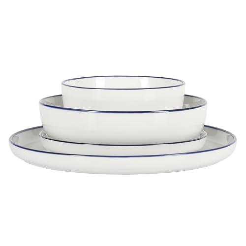 Gibson Home Oslo 16 Piece Dinnerware Set - Blue Rim