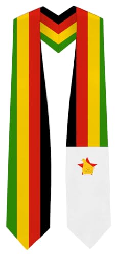 Zimbabwe Flag Graduation Stole - Fits All Body Types - Zimbabwean Study Abroad International Stole - Premium Quality Zimbabwean Graduation Sash