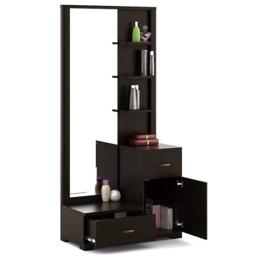 Image of Spacewood Dressing Table | Harmony | 3 Year Warranty | 3 Shelves & 2 Drawer, 1 Shutter Storage, Vanity Table for Bedroom, Living Room, and Home| Engineered Wood | Vermount