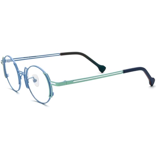 Image of FONEX Colorful Pure Titanium Glasses Frame Women Retro Round Eyeglasses