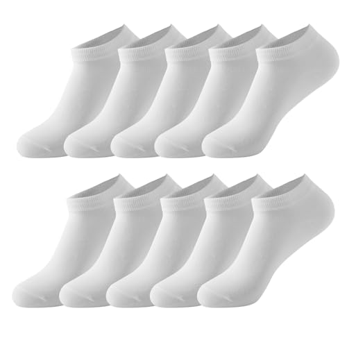 10 Pairs Men's Ankle Socks Low Cut Socks Breathable Casual Socks for Men Women (White)